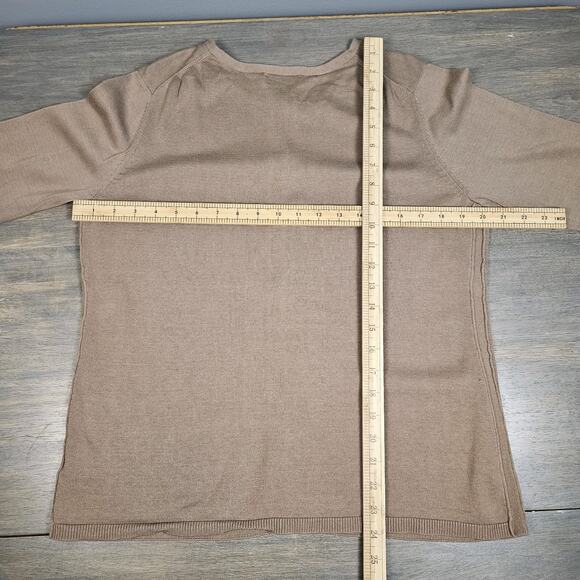 Coldwater Creek Cardigan Sweater Button Up Silk/Cotton Blend 3/4 Sleeve Lt Brown - Picture 4 of 6